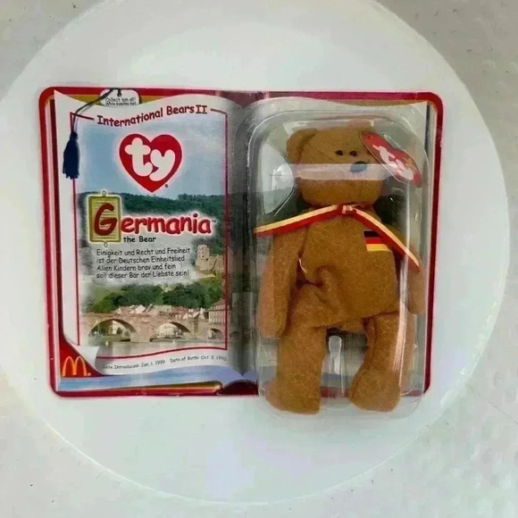 TY Teenie Beanie Baby GERMANIA Bear McDonalds Vintage International/open back - Picture 1 of 14